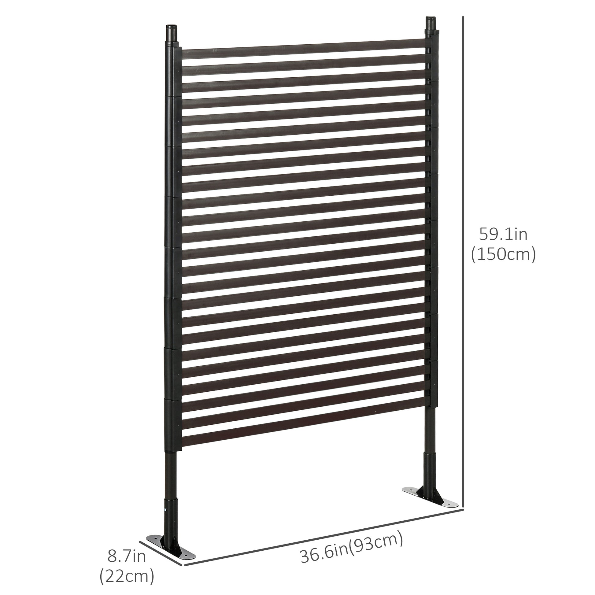 Picket Metal Garden Fence for Hard & Soft Ground, 5 ft(H) Standing Outdoor Fencing with Feet, Animal Barrier Flower Bed 