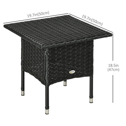 20" Patio Wicker Coffee Table, Outdoor Coffee Table with Plastic Board Underneath the Woven Tabletop for Patio, Garden, 