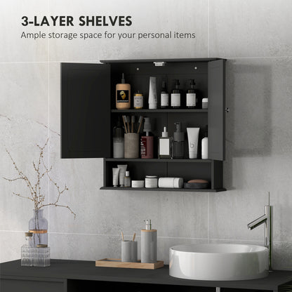 Medicine Cabinet, Wall-Mounted Bathroom Mirror Cabinet with Double Doors, Open Shelf, and Adjustable Shelf, Modern Bathr