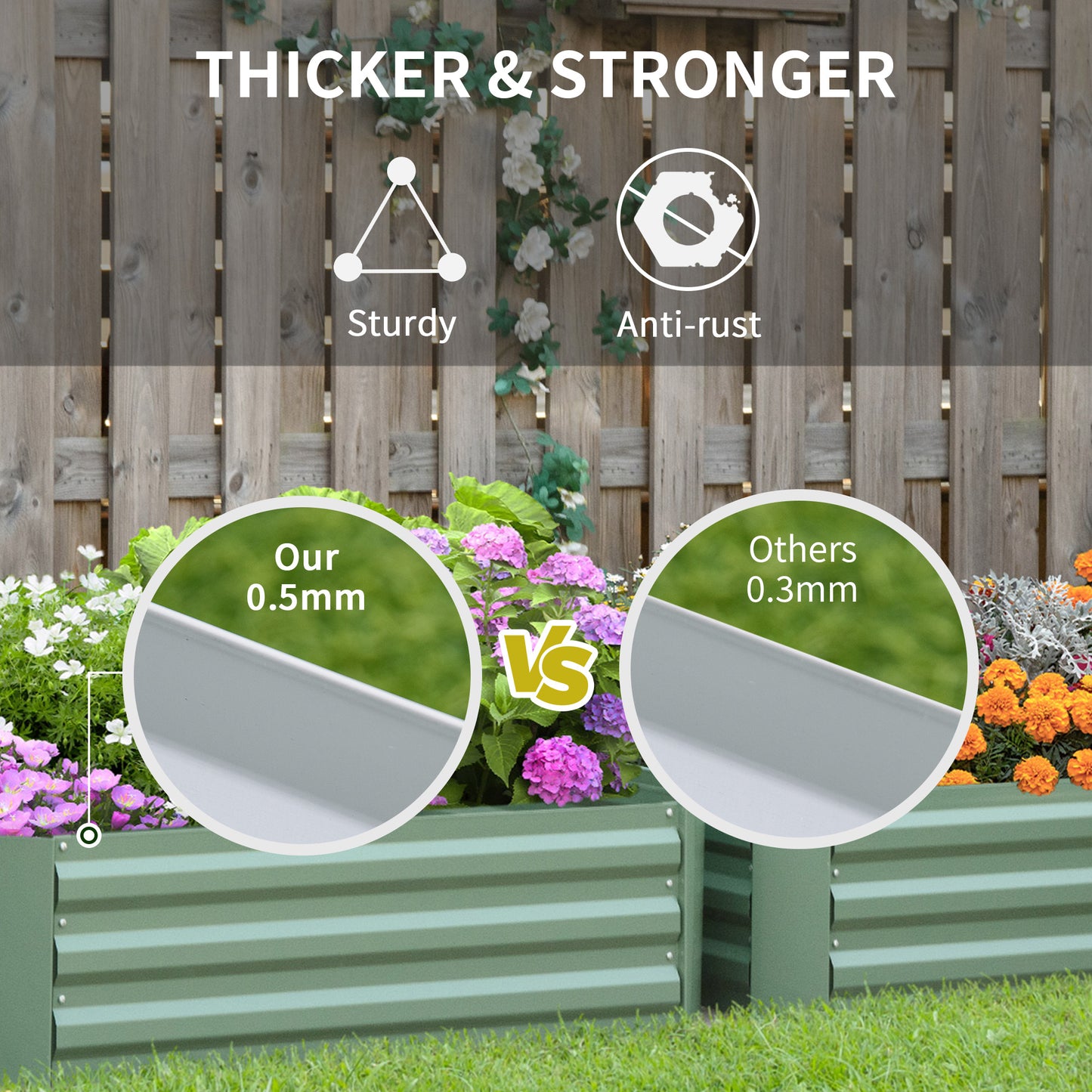 39" x 39" x 12" Set of 2 Raised Garden Bed, Elevated Planter Box with Galvanized Steel Frame for Growing Flowers, Herbs,