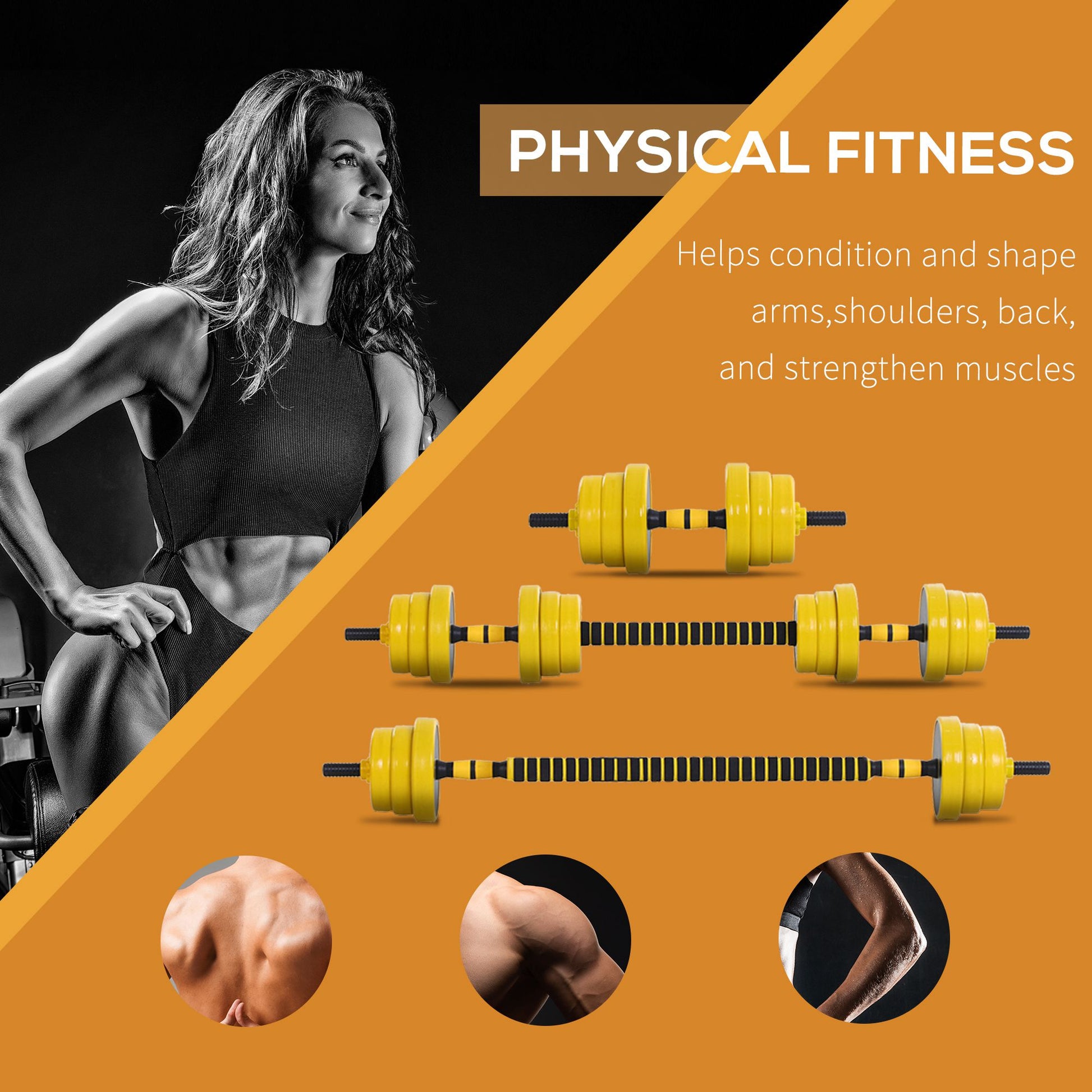 Soozier Dumbbell & Barbell Adjustable Set 44lbs Plate Bar Clamp Rod for Strength Training, Full Body Workout, Muscle Bui