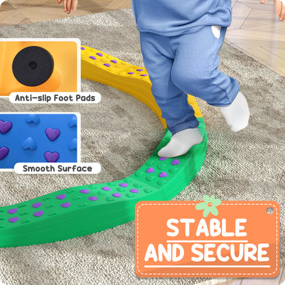 Qaba 8PCs Kids Balance Beam Stepping Stones w/ Non-slip Foot Pads