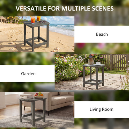 Outdoor Side Table, Adirondack Patio End Table for Garden, Pool, Backyard, Lawn, Beach, Indoor and Outdoor, Grey
