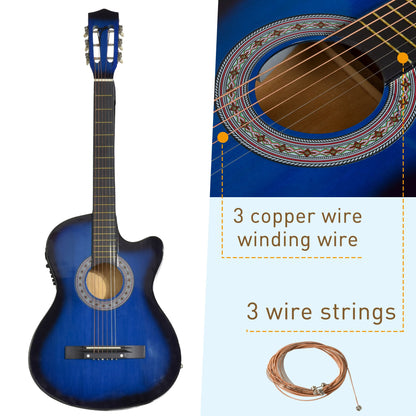 Soozier 38 Inch Full Size Classical Acoustic Electric Guitar Premium Gloss Finish with Strings, Picks, Shoulder Strap an