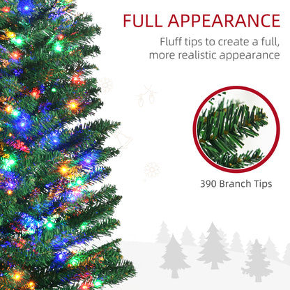 6' Artificial Pencil Christmas Trees Holiday Decoration with Colourful LED Lights, Steel Base, Skinny Shape