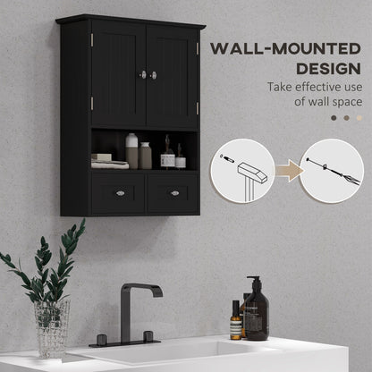 Medicine Cabinet, Bathroom Wall Cabinet with Shelf and Drawers for Hallway, Living Room, Black