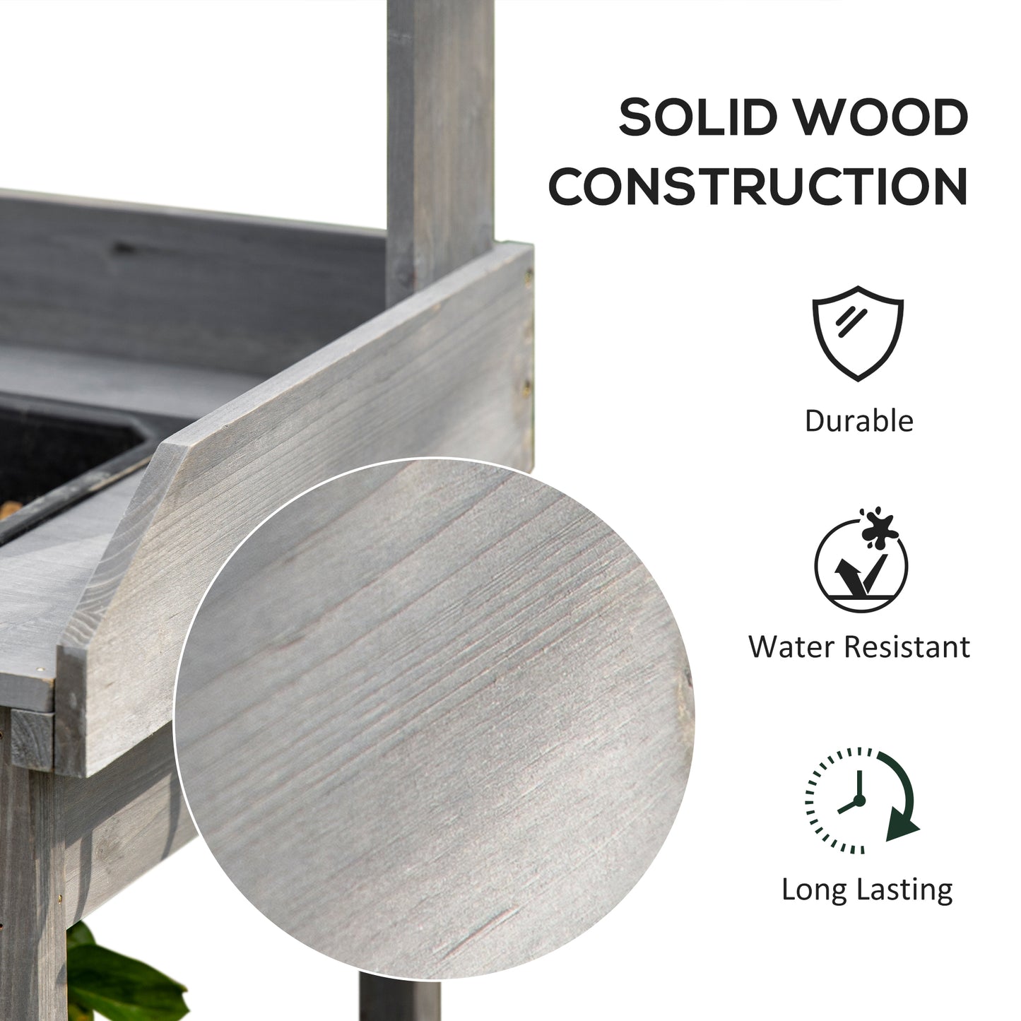 Potting Bench Table Garden Work Bench Workstation with Drawer, Removable Sink, Storage Shelves and Hooks for Patio, Cour