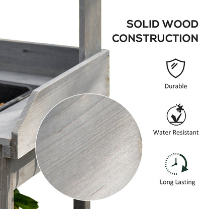 Potting Bench Table Garden Work Bench Workstation with Drawer, Removable Sink, Storage Shelves and Hooks for Patio, Cour