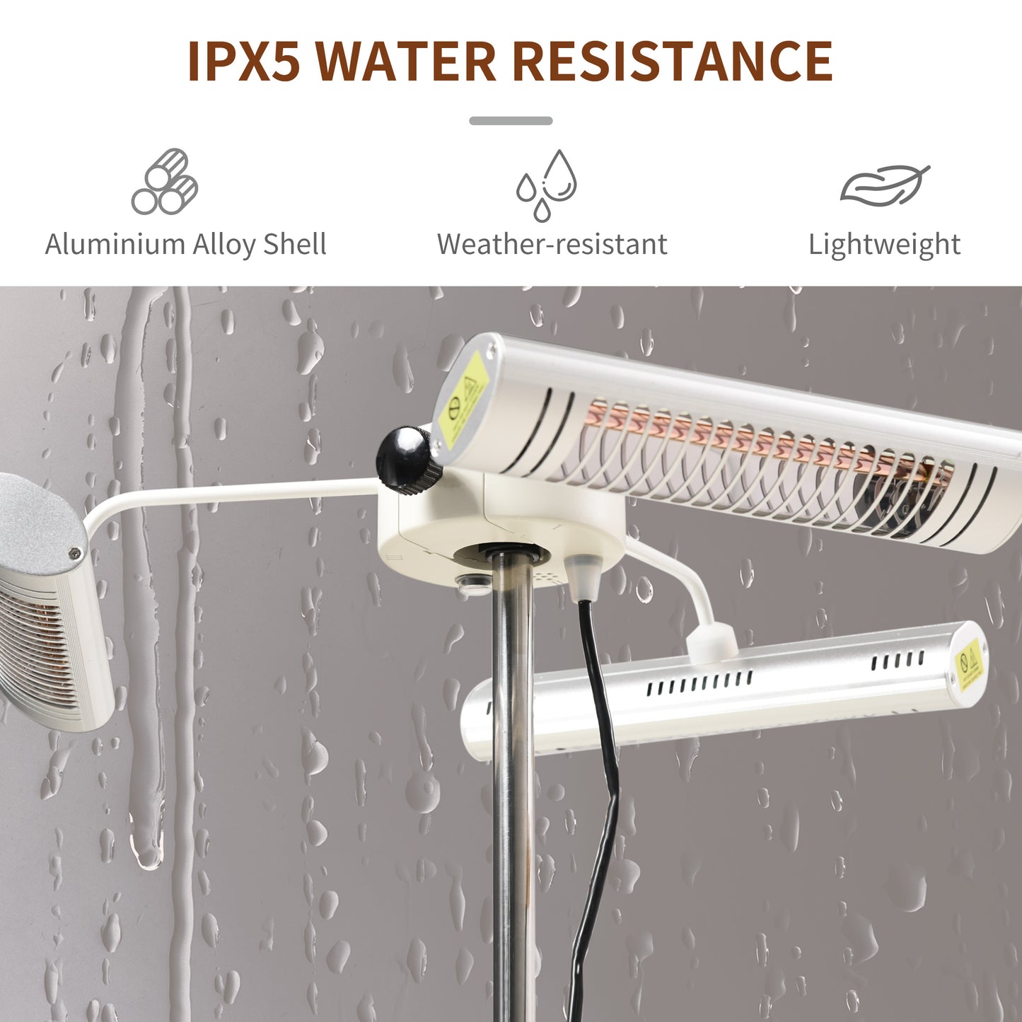 Electric Patio Heater with 3 Heating Panels and Ultra-low Glare, Aluminum Alloy Parasol Heater with Infrared Remote Cont