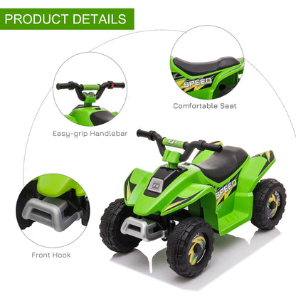 VarietyKart Kids Ride on ATV, 6V Battery Powered Quad Car with Forward, Reverse Switch, for Boys Girls 18-36 Months, Gre