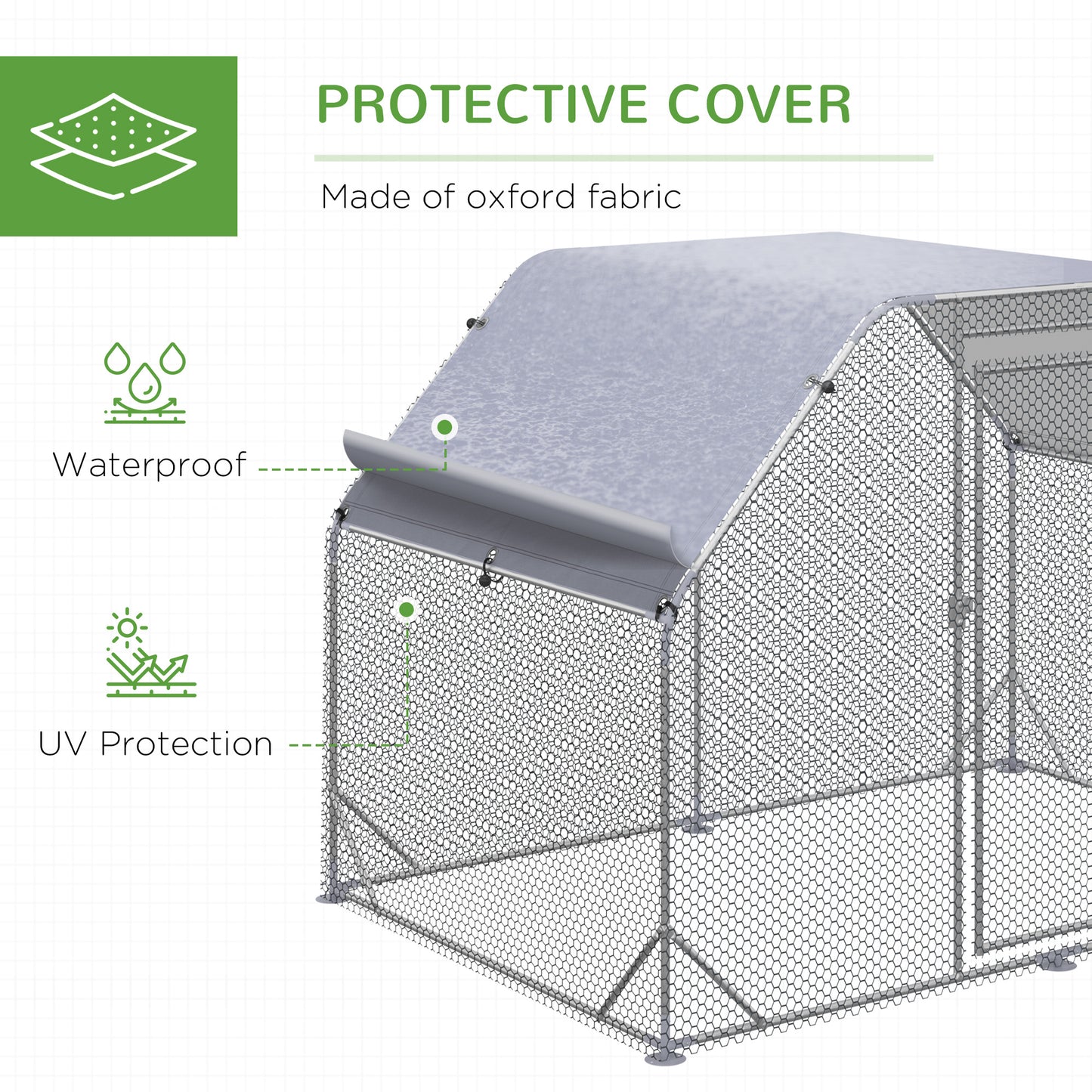 Chicken Run Outdoor, Galvanized Large Metal Chicken Coop Cage, Walk-in Enclosure Poultry Hen Run House Playpen Rabbit Hu