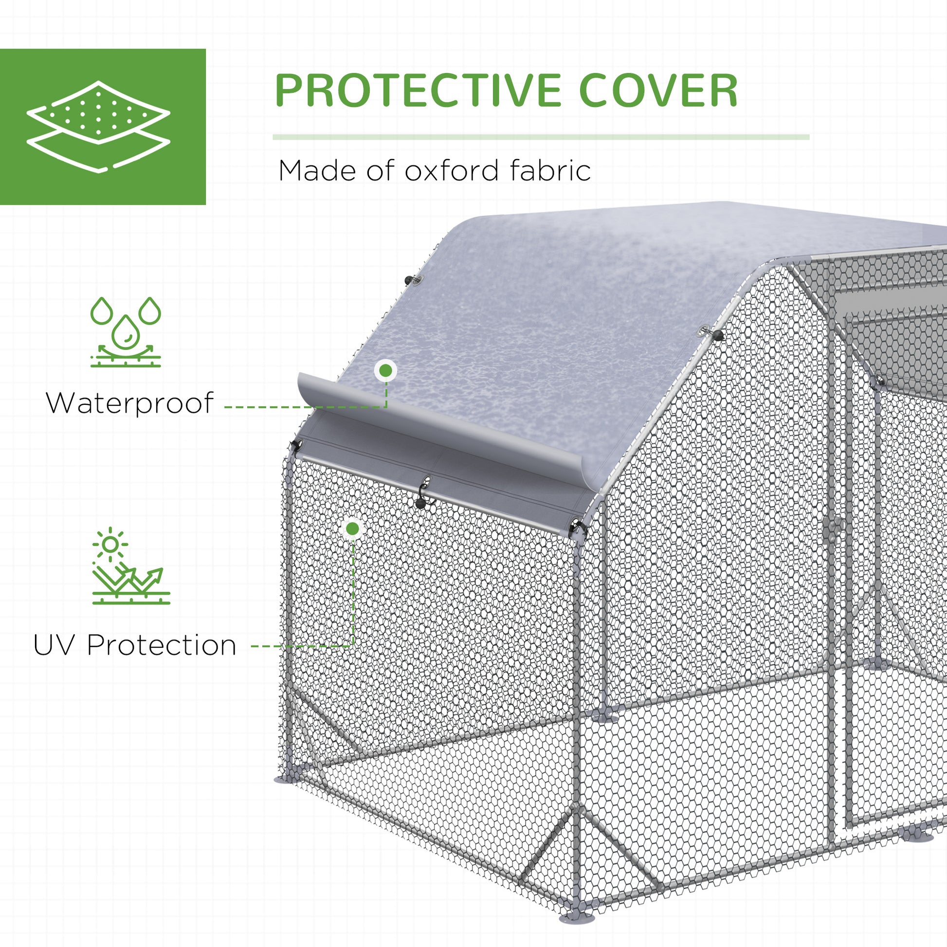 Chicken Run Outdoor, Galvanized Large Metal Chicken Coop Cage, Walk-in Enclosure Poultry Hen Run House Playpen Rabbit Hu