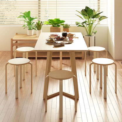Round Stackable Chairs Set of 6, 18-Inch Backless Stacking Stools for Kitchen, Dining Room, Office, Outdoors