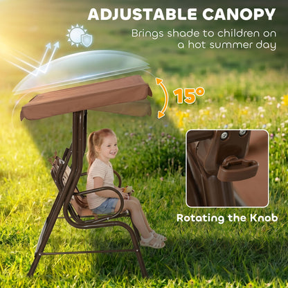 2-Seat Kids Porch Swing Chair, Children Outdoor Patio Furniture Lounge Chair for Garden, with Adjustable Canopy, Seat Be