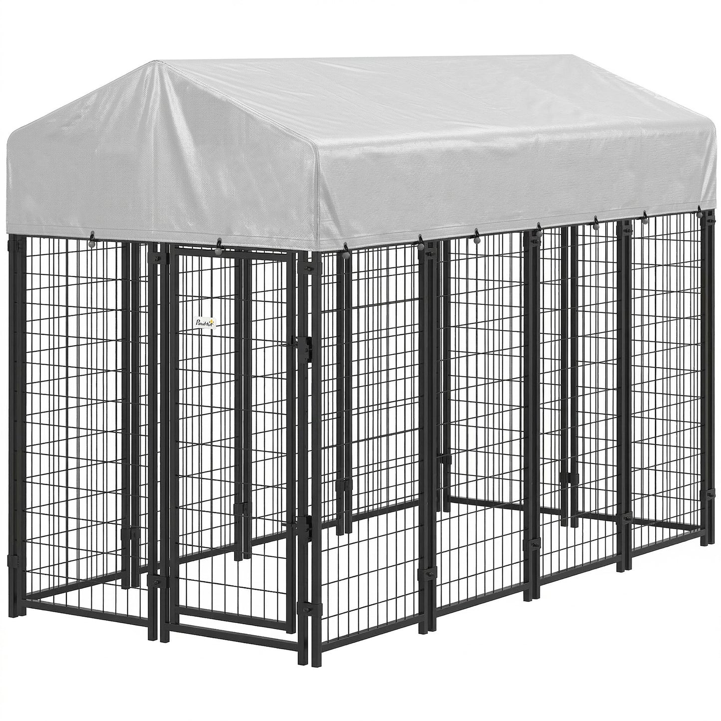Outdoor Dog Kennel with Roof, 8' x 4' x 6' Heavy Duty Welded Wire Dog Playpen Enclosure with Escape-proof Lock