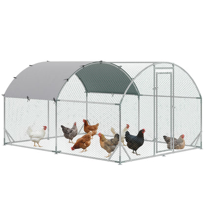Galvanized Large Metal Chicken Coop Cage Walk-in Enclosure Poultry Hen Run House Playpen Rabbit Hutch with Cover for Out