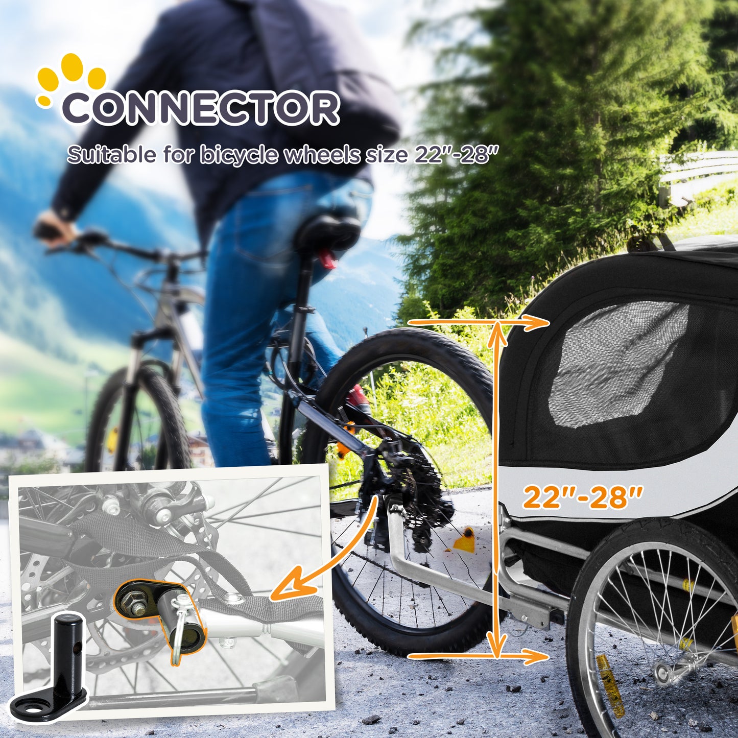 VarietyKart Dog Bike Trailer, Pet Cart Bicycle, Wagon Cargo Carrier Attachment with Hitch, Reflectors, Flag for Small Me