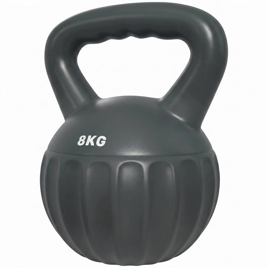 Soozier Kettlebell, 18 lbs Kettle Bell with Non-Slip Handle for Home Gym, Weight Lifting and Strength Training, Grey