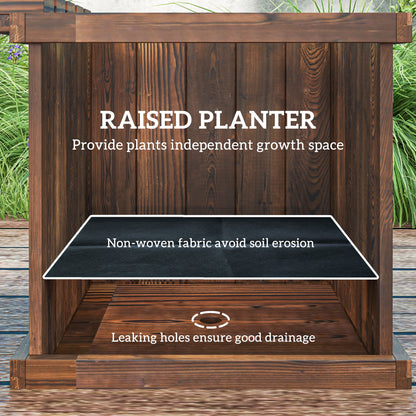 Garden Planter with Raised Garden Bed Bench for Patio Park, 69.25" x 15" x 15.75", Carbonized