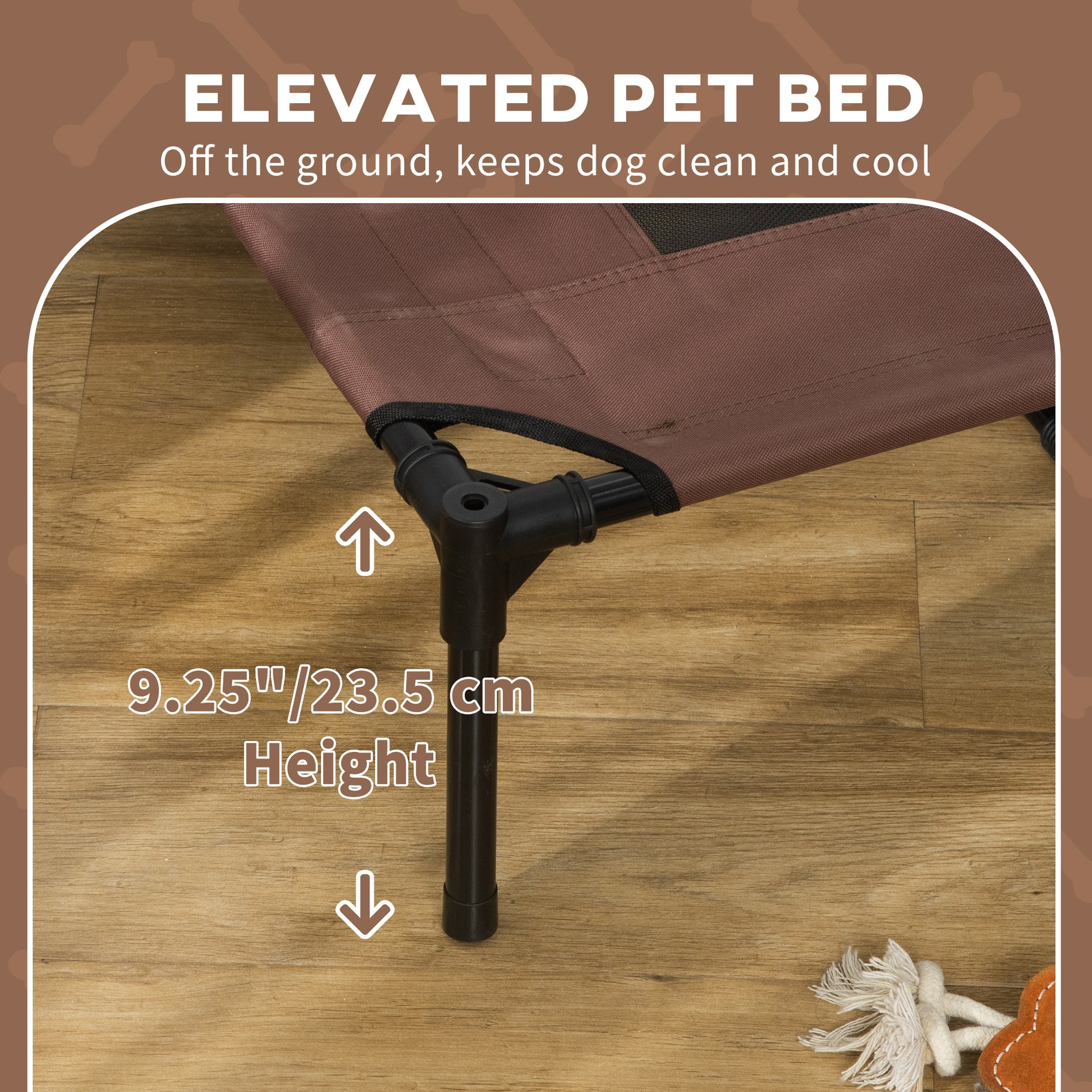 XL Elevated Dog Bed with Canopy, 48 x 36 x 43 in - Coffee - Image 6