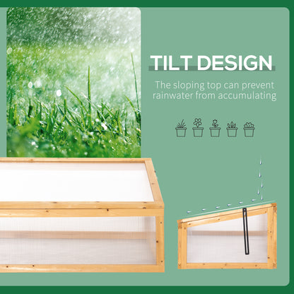 Wooden Cold Frame Greenhouse Garden Portable Raised Planter with Openable Top for Indoor, Outdoor, Flowers, Vegetables, 