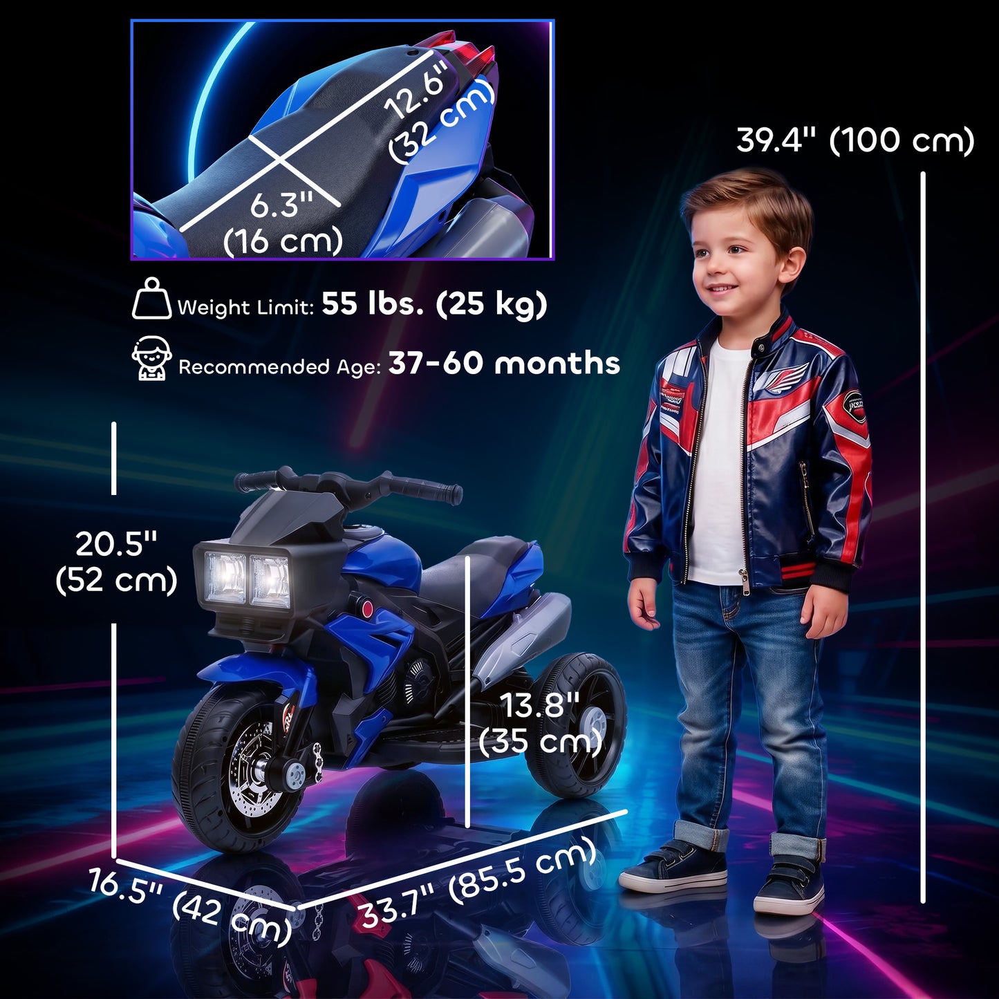 VarietyKart Kids Electric Pedal Motorcycle Ride-On Toy 6V Battery Powered w/ Music Horn Headlights Motorbike for Girls B