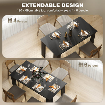 63" Kitchen Table for 4-6 People, Dining Table with Wood Effect for Dining Room, Black