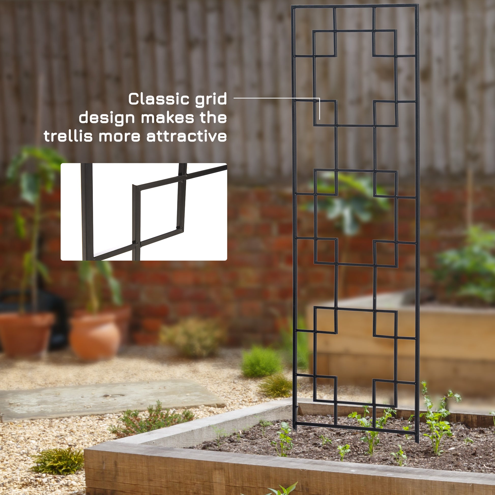 4 Pack Garden Trellis for Climbing Plants, Outdoor Metal Grid Panels for Roses, Vine Flower, Cucumber, Clematis, 72" Tal