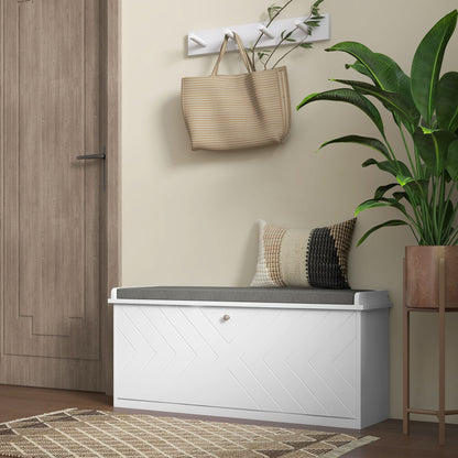 Shoe Storage with Seat, Upholstered Hallway Bench, Shoe Bench with Flip Drawer, Adjustable Shelf for 8-10 Pairs of Shoes