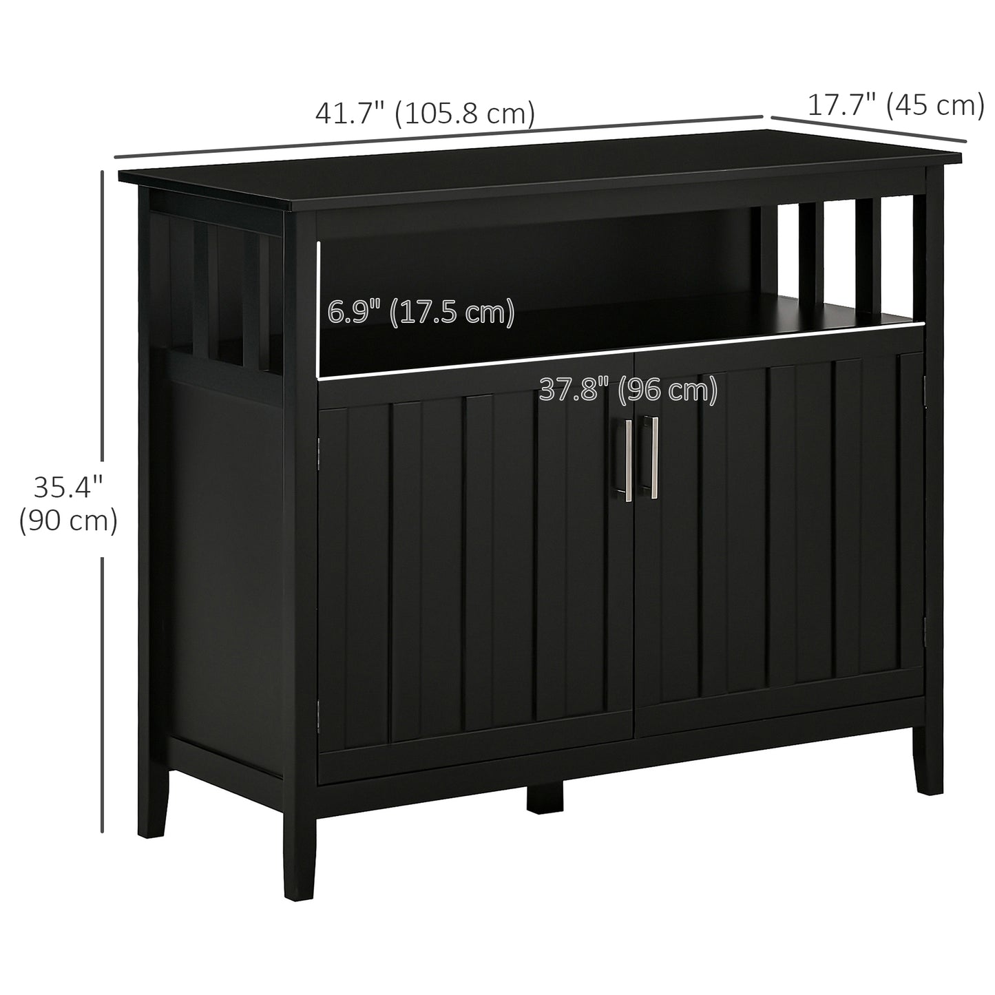 Sideboard Buffet Server Storage Cabinet Console Table with 2 Doors and Adjustable Shelves for Kitchen & Dining Room, Bla