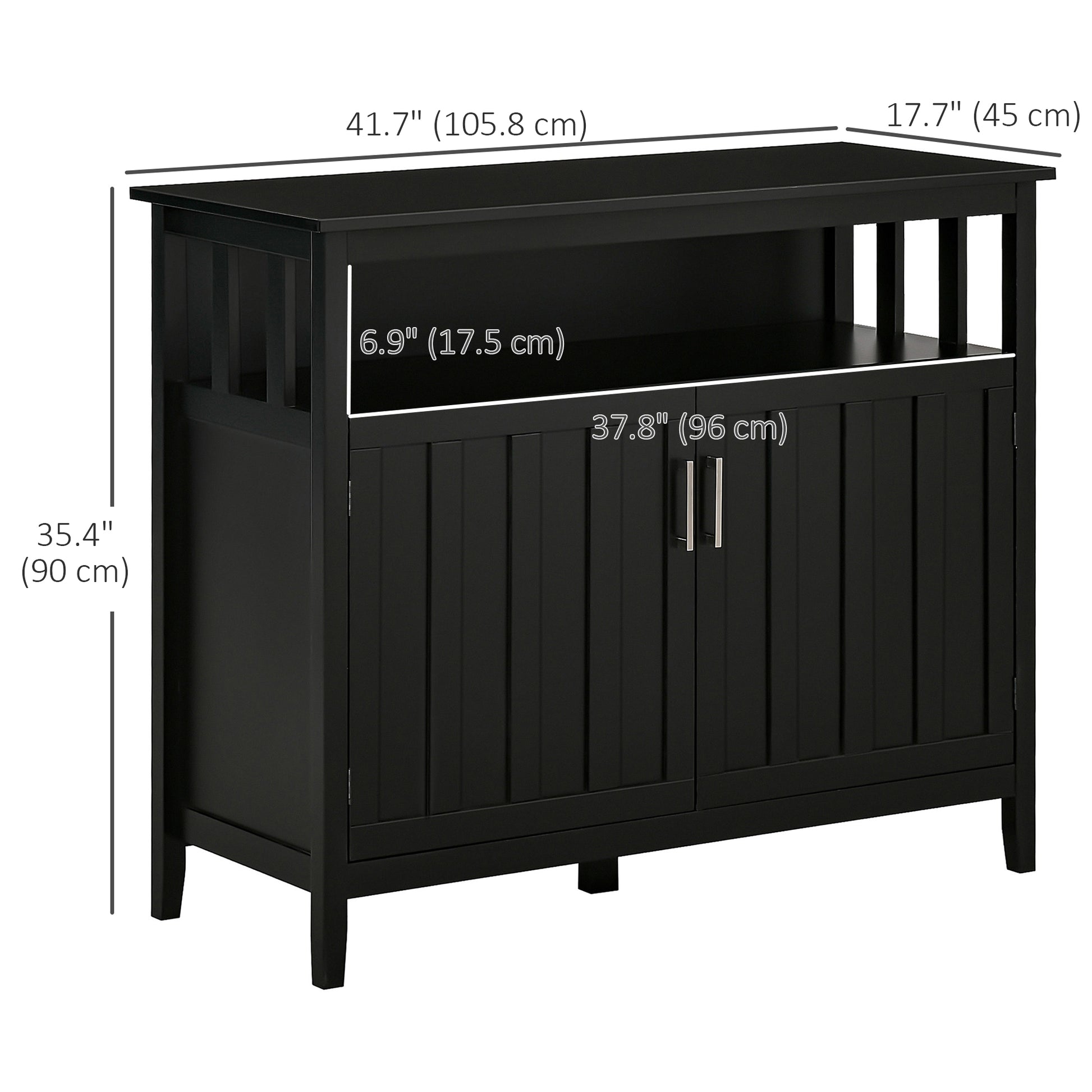 Sideboard Buffet Server Storage Cabinet Console Table with 2 Doors and Adjustable Shelves for Kitchen & Dining Room, Bla