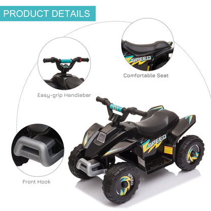 VarietyKart Kids Ride on ATV, 6V Battery Powered Quad Car with Forward, Reverse Switch, for Boys Girls 18-36 Months, Bla