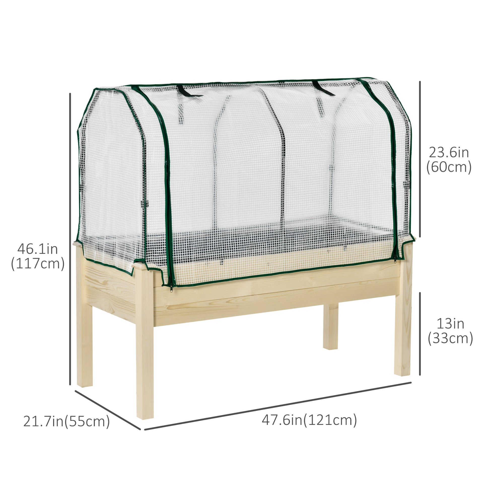 Raised Garden Bed with PE Greenhouse Cover Outdoor Elevated Wood Planter Box for Herbs and Vegetables, Use for Patio, Ba