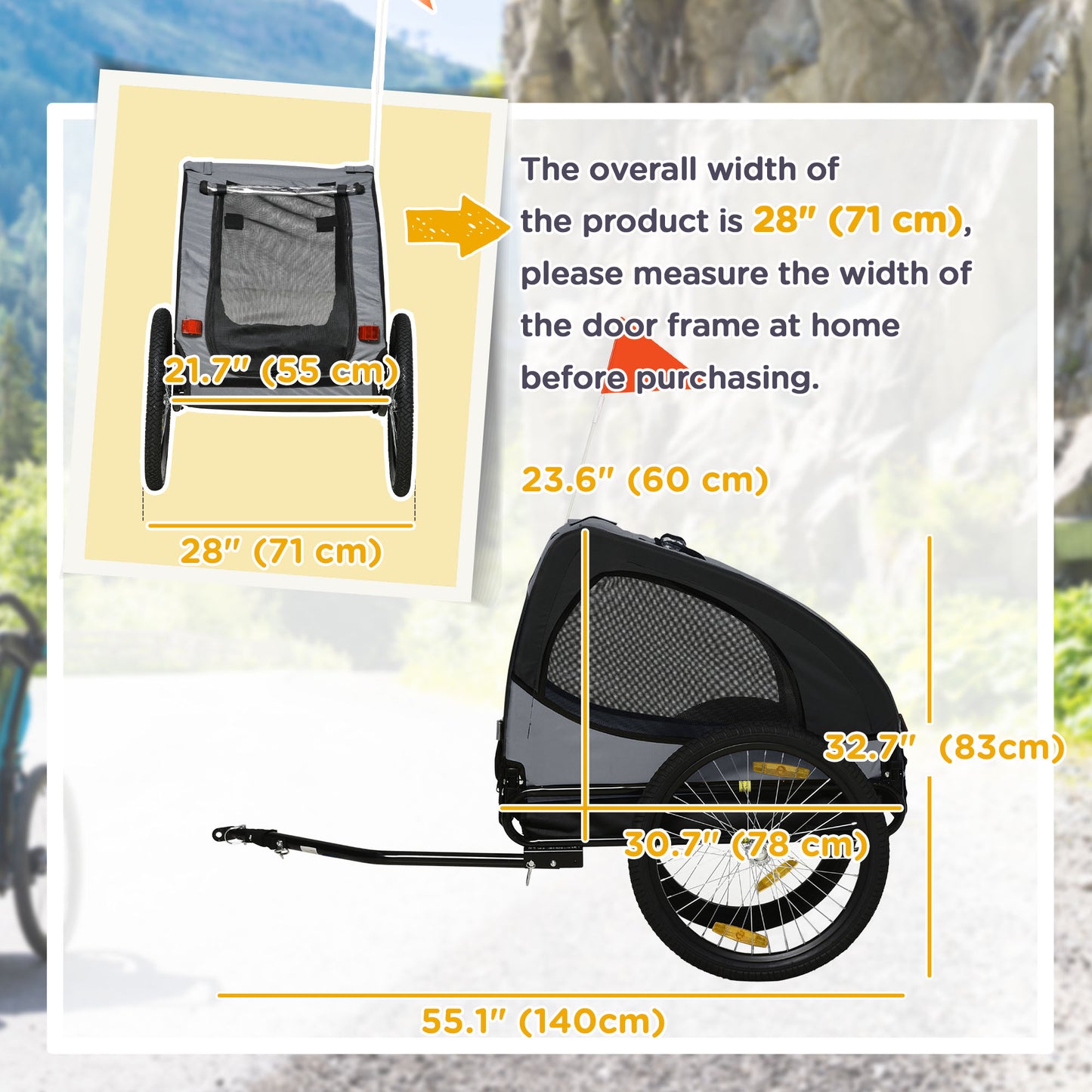 VarietyKart Dog Bike Trailer with Hitch Coupler, Quick Release Wheels, Reflectors, Flag for Medium Dogs, Black