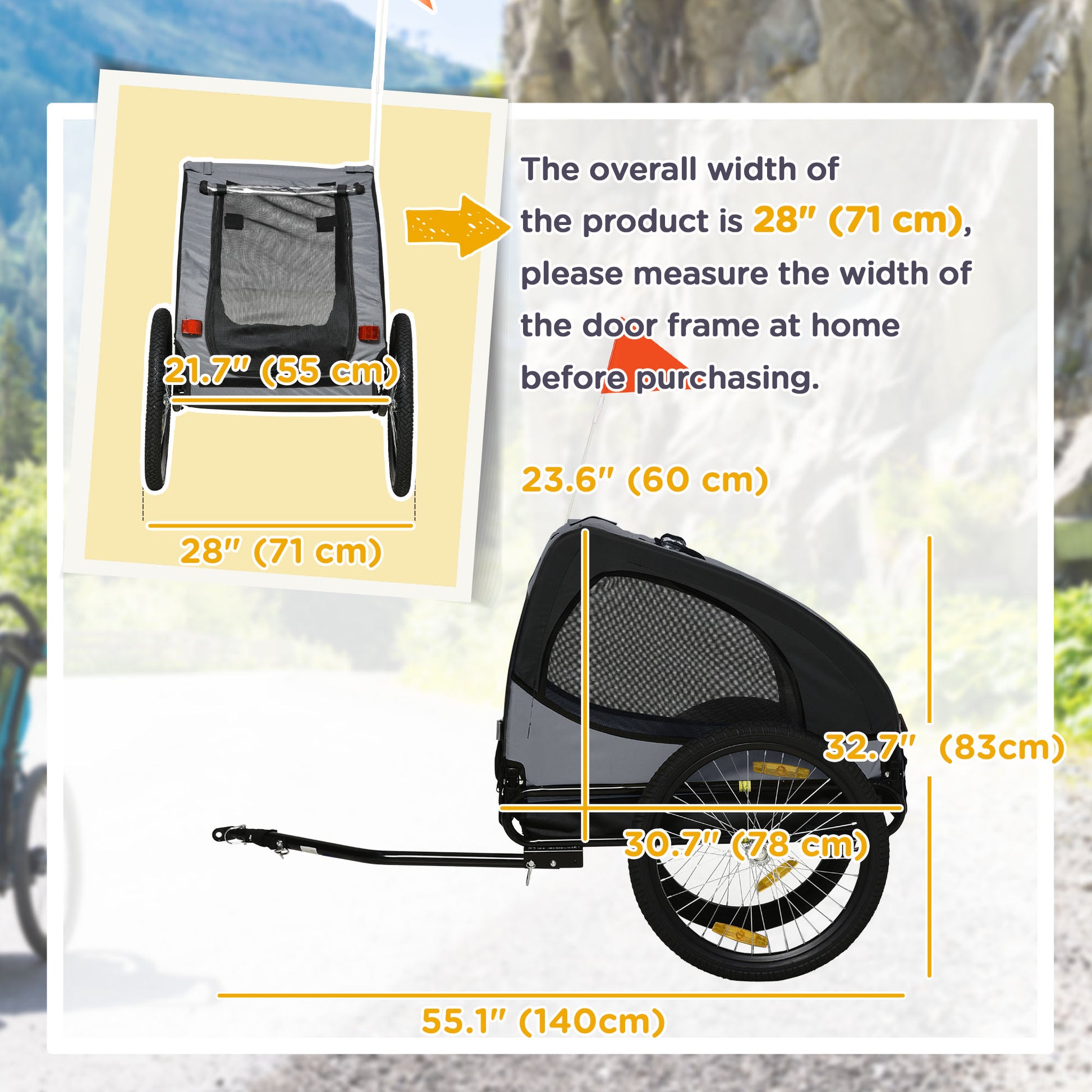 VarietyKart Dog Bike Trailer with Hitch Coupler, Quick Release Wheels, Reflectors, Flag for Medium Dogs, Black
