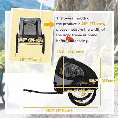 VarietyKart Dog Bike Trailer with Hitch Coupler, Quick Release Wheels, Reflectors, Flag for Medium Dogs, Black