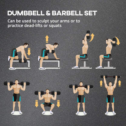 Soozier 66lbs 2-in-1 Adjustable Dumbbells Weight Set, Dumbbell Hand Weights Barbell for Body Fitness, Lifting Training f