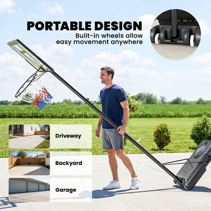 Soozier Basketball Hoop Stand Outdoor, 4.4–10 ft Single Hand Rotation Adjustable with Shatterproof Backboard & Weight Ba