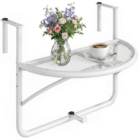 Adjustable Balcony Hanging Railing Table, Metal Mounting Mini Wall Desk Storage Rack, Outdoor Flower Stand Serving Table