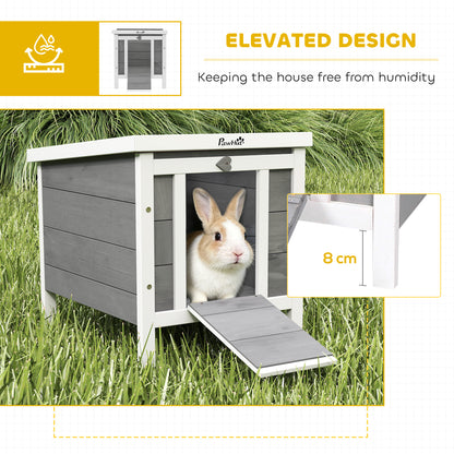 Wooden Rabbit Hutch, Bunny Cage with Waterproof & Openable Asphalt Roof, Outdoor Cat House Guinea Pig Cage Duck Shelter,