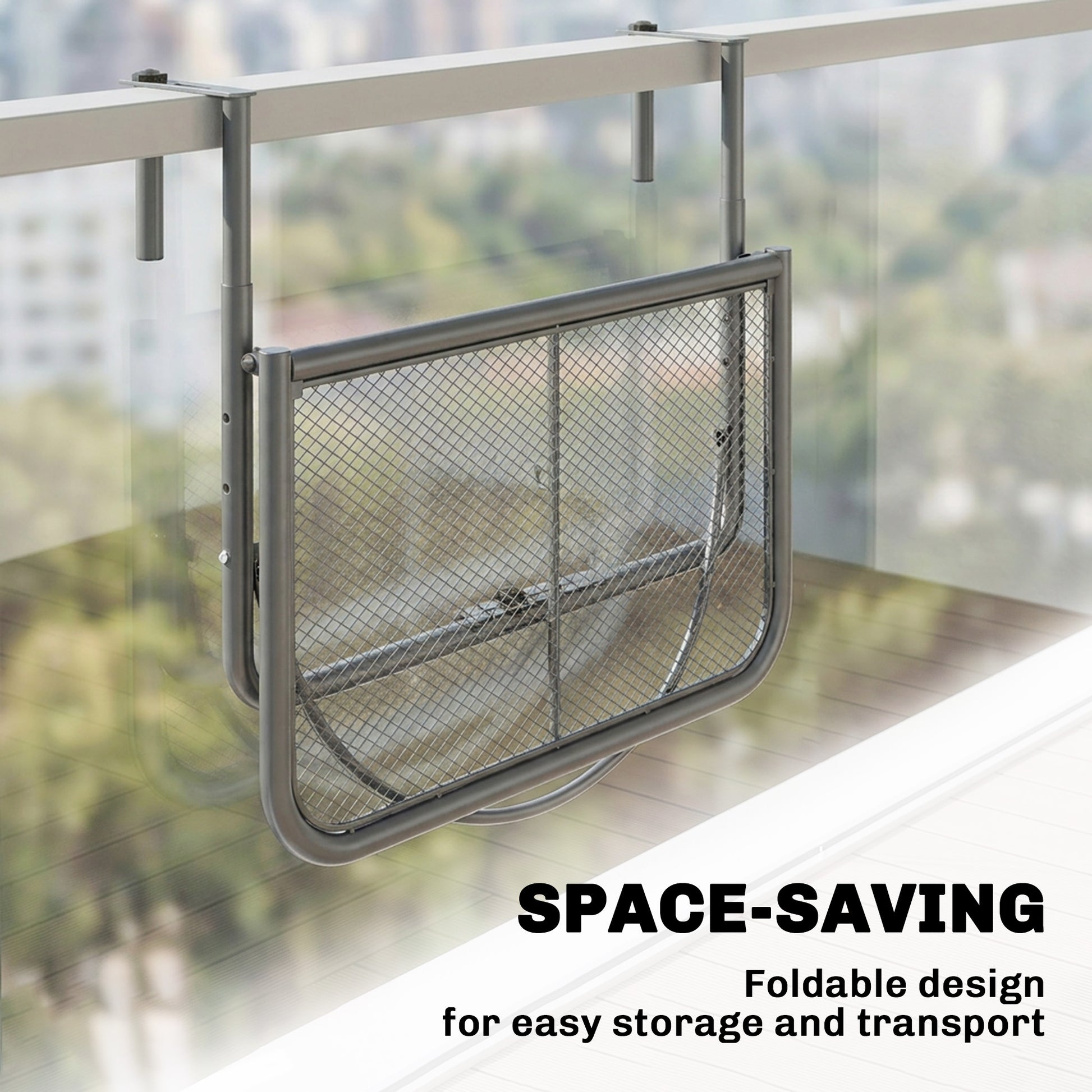 Adjustable Balcony Hanging Railing Table, Metal Mounting Mini Wall Desk Storage Rack, Outdoor Flower Stand Serving Table