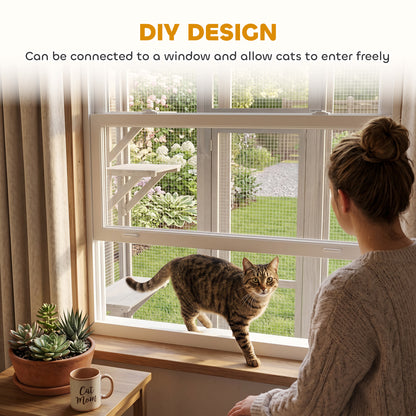 44.1" H Cat Cage, Indoor Outdoor Wooden Enclosure Pet House, Small Animal Cage Hutch, Suitable for Rabbit, Dogs, Kitten,