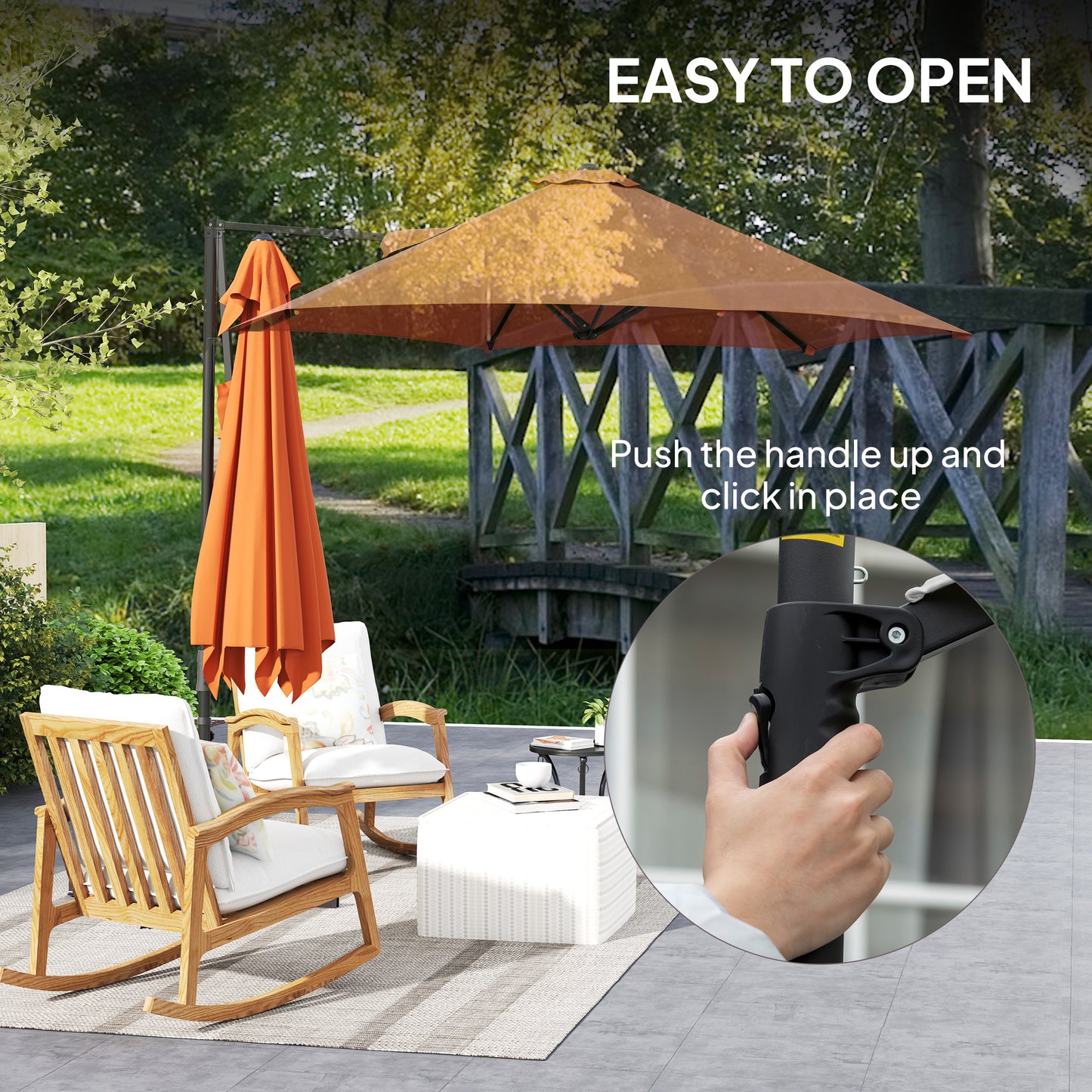 8.5FT Offset Patio Umbrella with 360° Rotation, Outdoor Cantilever Roma Parasol Hanging Sun Shade Canopy Shelter with Cr