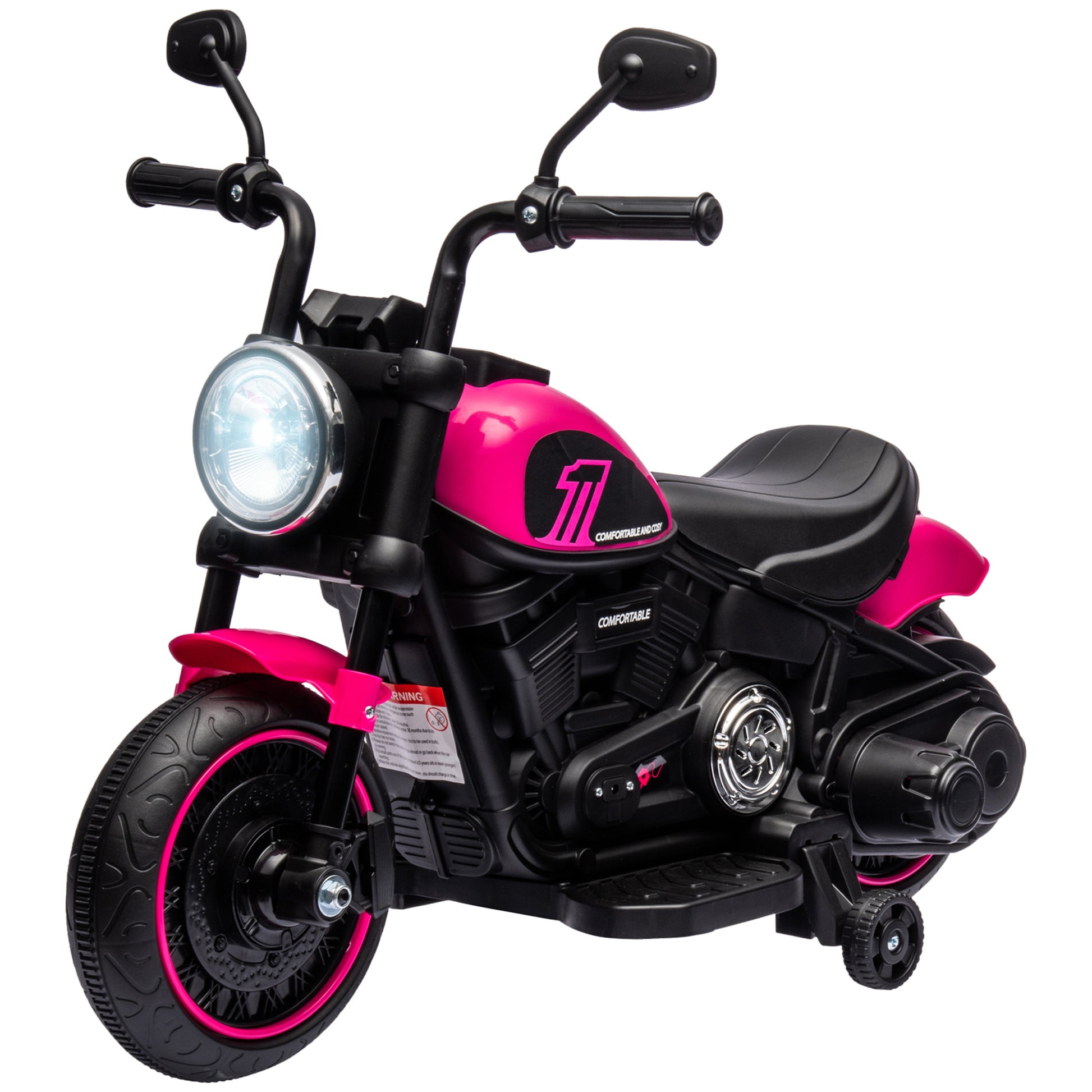 VarietyKart 6V Kids Motorcycle with Training Wheels, Foot Pedal, Headlight, Music, Forward/Reverse, Single-Button Start,