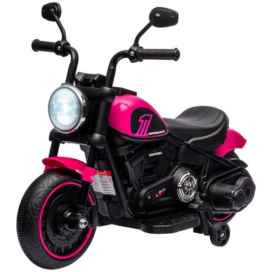 VarietyKart 6V Kids Motorcycle with Training Wheels, Foot Pedal, Headlight, Music, Forward/Reverse, Single-Button Start,