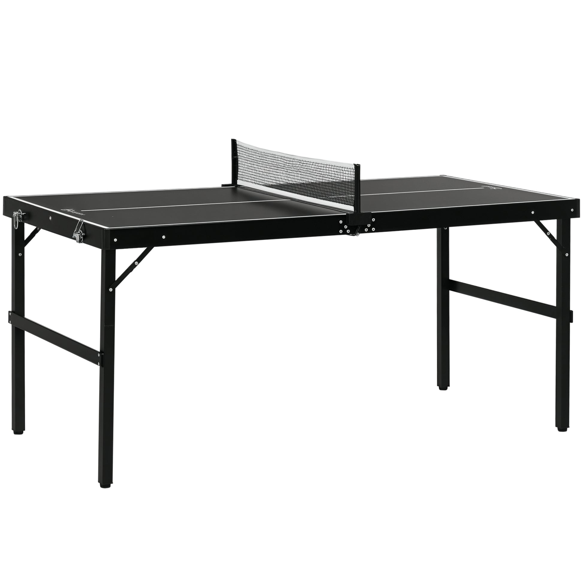 Soozier Mini Folding Table Tennis Table with Aluminium Frame, Portable Outdoor Ping Pong Table with Net for Indoor Outdo