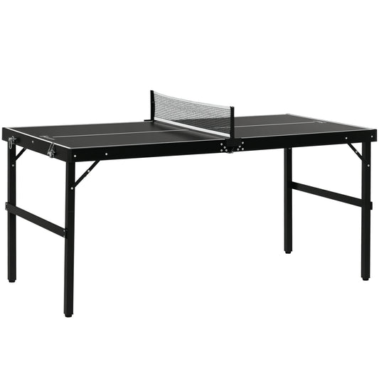 Soozier Mini Folding Table Tennis Table with Aluminium Frame, Portable Outdoor Ping Pong Table with Net for Indoor Outdo