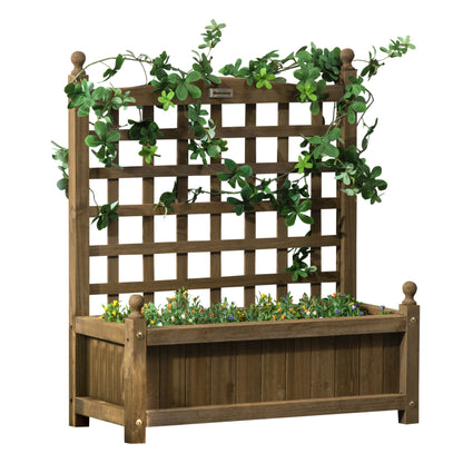Garden Planter with Trellis for Climbing Vines, Wood Raised Garden Bed, Planter Box for Garden, Indoor Outdoor, Coffee