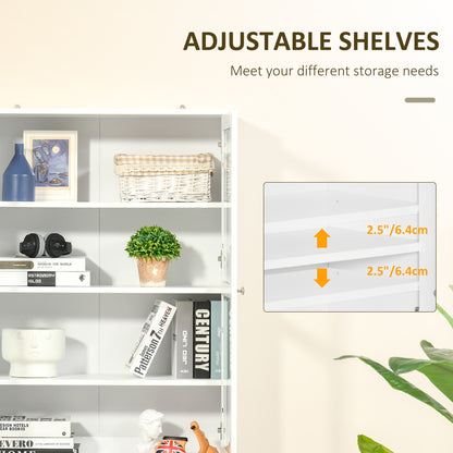 71" Bookcase Storage Cabinet with Doors, Modern Tall Bookshelf with 2 Adjustable Shelves, Display Unit for Study, Living