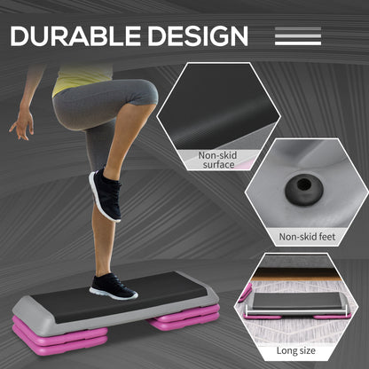 Soozier 43" Adjustable Aerobic Platform Stepper 3 Level with Risers 4” 6” 8” Cardio Fitness Trainer Workout Step Home Gy